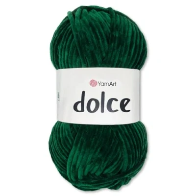 Afbeelding van Frida&#039;s Wollhaus YarnArt Dolce Bolletje Chenille breiwol, haak en amigurumi garen, 100 g, 64 kleuren, 774 flessengroen