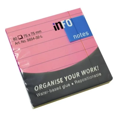 Afbeelding van Info Notes 75x75mm brilliant rose blok a 80 vel gelinieerd