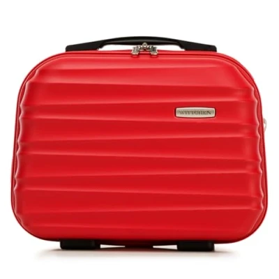 Image de WITTCHEN Trousse de toilette Valise voyage Bagage à main cabine en ABS Serrure combinaison GROOVE Line Nécessaire Rouge Brussels Airlines/Ryanair/TUI fly Belgium/Transavia