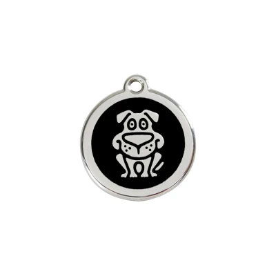 Afbeelding van Dog Black roestvrijstalen hondenpenning small/klein dia. 2 cm RedDingo