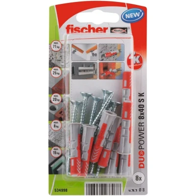 Afbeelding van Fischer plug duopower 8x40mm met schroef 8 stuks