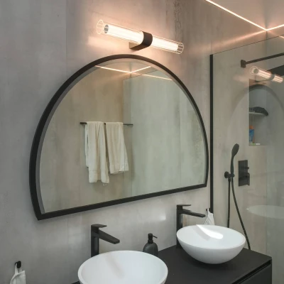 Afbeelding van SLV badkamer wandlamp Lygant dubbel, zwart, aluminium