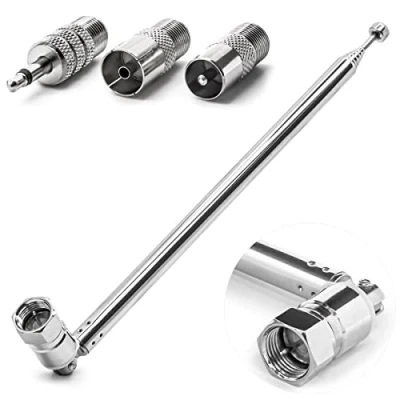 Afbeelding van iFreGo Dab FM VHF radio antenne, vervanging voor telescopische 75 cm, F aansluiting, autoradio met uittrekbare stang, universele antenne AM/FM/Dab