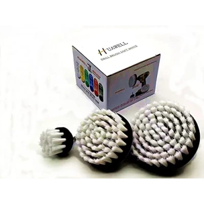 Afbeelding van HUAWELL Set van 3 schuurborstels voor tapijten, bekleding en leer, wit