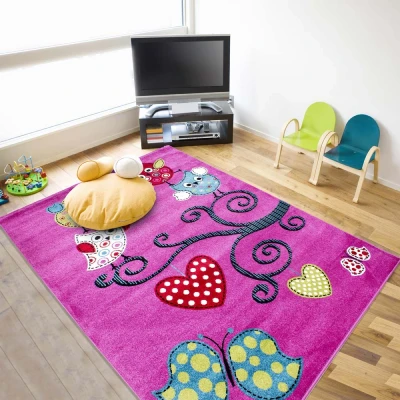 Afbeelding van Kindervloerkleed Vlinder &amp; Vogel Lila 120x170 Cm