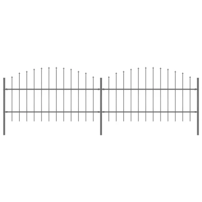 Afbeelding van Tuinhek met speren bovenkant (0,75 1)x3,4 m staal zwart