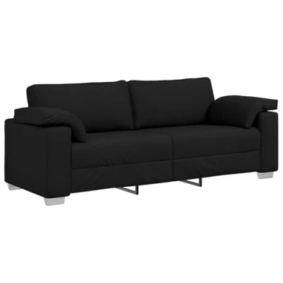 Afbeelding van vidaXL Sofa Zwart Metaal, Hout, Schuim, PP Vezel, Textilene 219x77x82 cm