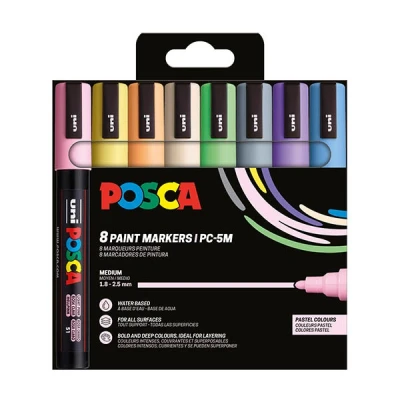Image de POSCA ETUI 8 MARQ PC5M PASTELS ASS