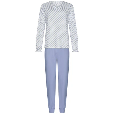Afbeelding van Pastunette Blue Fog Pyjama Bio Katoen Wit/Blauw Maat 48