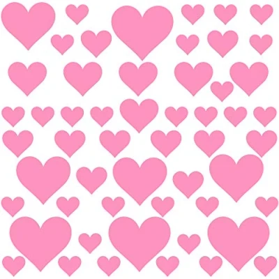 Afbeelding van PREMYO 54 muurstickers voor kinderen, harten, zelfklevend, wanddecoratie, slaapkamer, babykamer, eenvoudig aan te brengen, roze