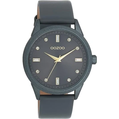Afbeelding van OOZOO Timepieces rook grijze horloge met leren band C11289