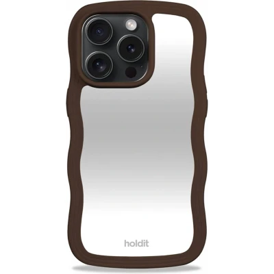 Afbeelding van Holdit Hoesje Geschikt voor iPhone 14 Pro Wavy Case Mirror bruin
