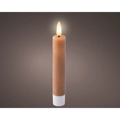Afbeelding van LED dinerkaars d2h16 cm bruin/warm wit 2st W Lumineo