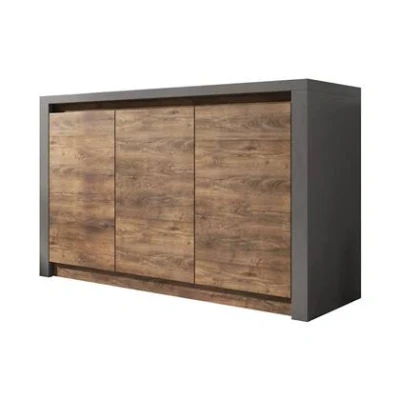 Afbeelding van Meubella Dressoir Monaco Eiken Grijs 130 cm
