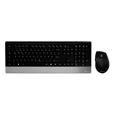 Image de MediaRange MROS105 Ensemble clavier et souris sans fil 2.4 GHz QWERTZ argent noir