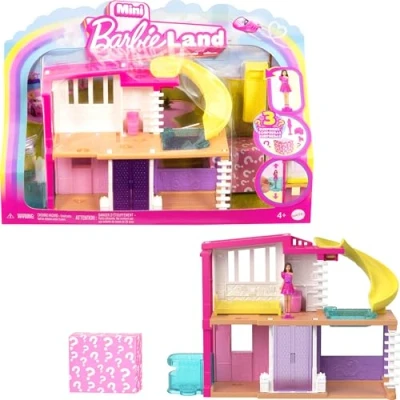 Afbeelding van Barbie Mini BarbieLand HYF47 verrassingsdroomvilla ca. 4 cm meubels en accessoires lift zwembad jaar +