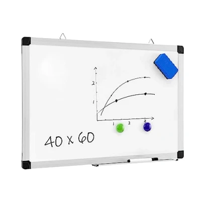 Afbeelding van ACAZA Magnetisch memobord, aluminium frame, met 1 marker en markeerhouder, voor school, keuken, kantoor, 40 x 60 cm