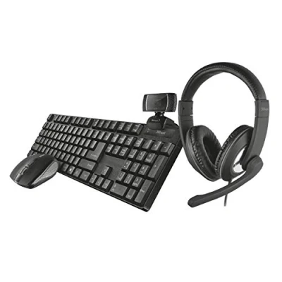 Afbeelding van Trust Qoby 4 in 1 Thuiswerkset Draadloos Toetsenbord Muis Webcam Headset