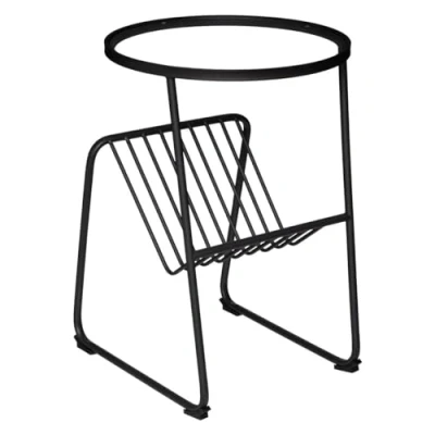 Afbeelding van 5Five Premium Zwarte Metalen Salontafel met Glazen Blad en Tijdschriftenrek Een Stijlvolle Klassieker (D 46 cm x H 66,5 cm)