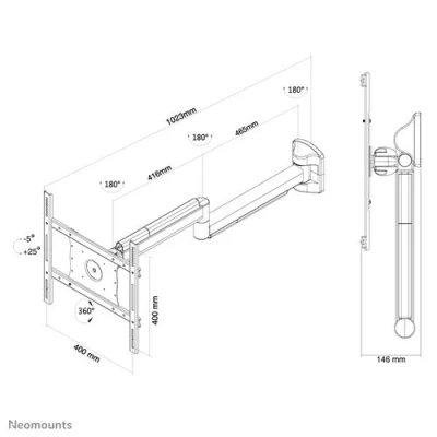 Image de Neomounts by Newstar FPMA HAW050 Support pour Écran LCD médical blanc Taille d&#039;écran : 10&quot; 40&quot; montable sur mur