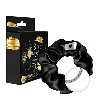 Afbeelding van Bellody® Fluwelen haarelastiekjes Zacht en zijdeachtig Sterke grip look Exclusieve kleuren (1 stuk zwarte zijde)
