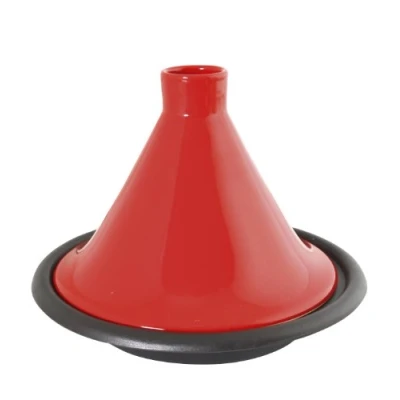 Image de Crealys 509833 tajine fonte acier noir couvercle grès rouge fourmet rubis ø 31cm 4,7 kg