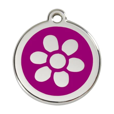 Afbeelding van Flower Purple roestvrijstalen hondenpenning large/groot dia. 3,8 cm RedDingo