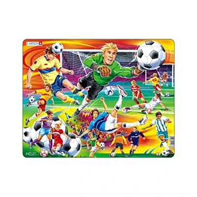 Afbeelding van Larsen US22 actie op het voetbalveld, puzzelframe met 65 stukjes