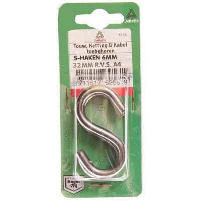 Afbeelding van S haak 4x32mm rvs 2st Deltafix