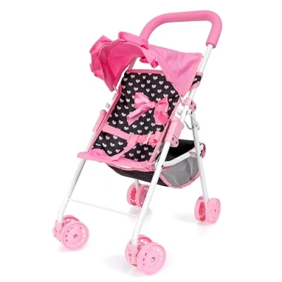 Afbeelding van Bayer Design 21560AA Poppenwandelwagen, dubbele wielen, veiligheidsgordel, opvouwbaar, geïntegreerde mand