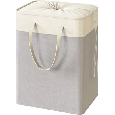Afbeelding van SimpleHouseware Wasmand, rechthoekig, opvouwbaar, katoen, teryleen, grijs