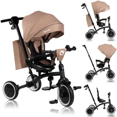 Afbeelding van LIONELO Kinderfiets 2 in 1 Tris Plus, multifunctionele groeit mee met je kind van 9 handen tot 5 jaar, draaibare zitting, grote PU wielen, snelle montage, buggy kinderwagen, driewieler 25 kg