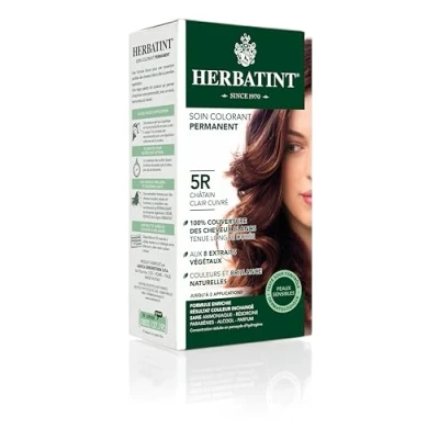 Image de Herbatint Soin Colorant Permanent Cheveux 5R Châtain Clair Cuivré 150 ml, sans Ammoniaque, 100% Couverture Blancs, Testé Dermatologiquement pour Peaux Sensibles,avec 8 Extraits Végétaux Bio