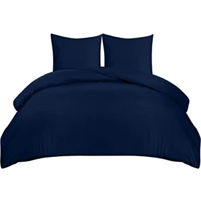 Afbeelding van Utopia Bedding Dekbedovertrekset van zachte microvezel Dekbedovertrek 155 x 220 cm met kussenslopen 80 Beddengoed Marineblauw