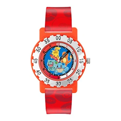 Afbeelding van Pokemon POK4194 Analoog kwartshorloge met siliconen band voor jongens, Rood, riem, Riem