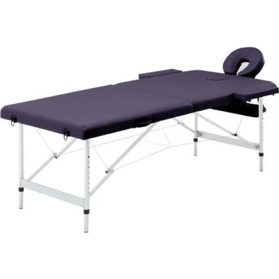 Afbeelding van vidaXL Massagetafel inklapbaar 2 zones aluminum paars