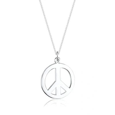 Afbeelding van Elli BOHO Peace Zeichen Ketting, Dames, Maat: 45, Silber