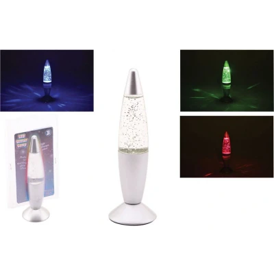 Afbeelding van JohnToy Lavalamp Met Glitters Meerdere Kleuren 19 cm Zilver
