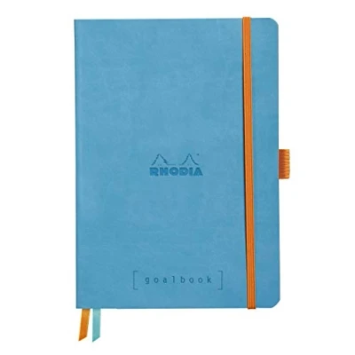 Afbeelding van RHODIA 117576C Notitieboek, Bullet Journal, Goalbook, turquoise, A5, 14,8 x 21 cm, gestippeld, 240 pagina&#039;s, wit Clairefontaine papier, 90 g/m², 2 banden, elastische sluiting, kunstleer
