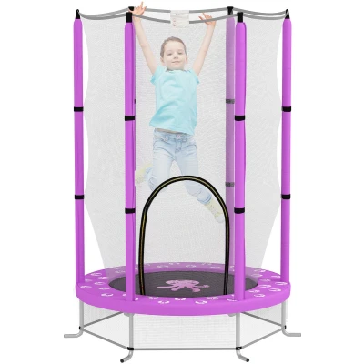 Afbeelding van AIYAPLAY Kinder Trampoline Stahl, Kunststoff 140L x 140B 190H cm Violett