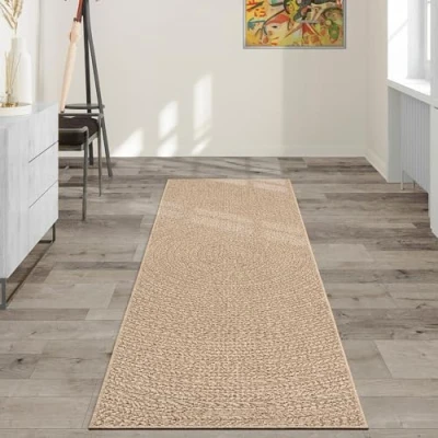 Afbeelding van Jute look vloerkleed voor binnen en buiten 60x90 cm Rechthoek Laagpolig natuurlijke tuin, balkon, terras of indoor kleed buitentapijt tuintapijt KANSAS by The Carpet