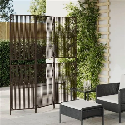 Afbeelding van Kamerscherm 3 panelen poly rattan bruin