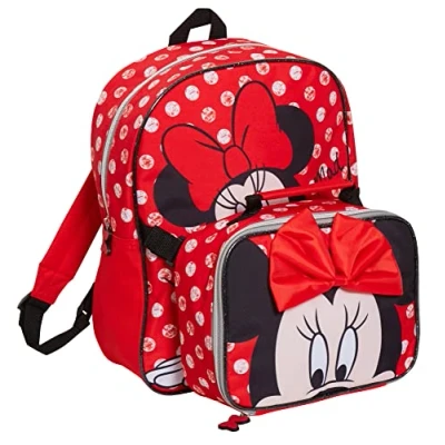 Afbeelding van Disney Minnie Mouse Rugzak met lunchtas voor meisjes, 2 delig, bijpassende isolatie, Rood,