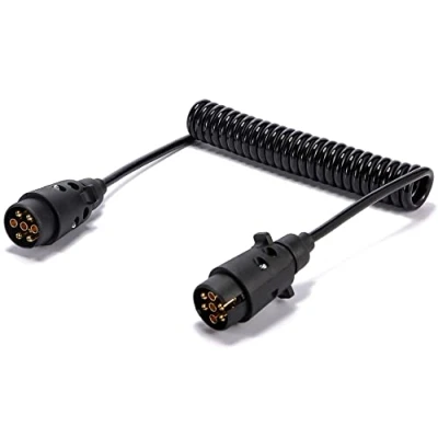Afbeelding van SPARKMOTO verlengkabel voor aanhanger, 7 polig, verlengkabel, 2,6 m, spiraal, stekker op stekker, aansluitkabel, spiraalkabel (SKC01 mm)