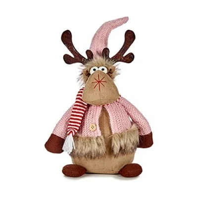 Afbeelding van Kerstrendier Roze Bruin 15 x 43 19 cm