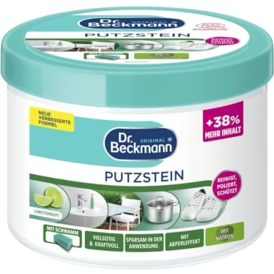 Afbeelding van Dr. Beckmann Schoonmaakmiddel 550gr Allesreiniger Reinigingsmiddel Inclusief spons Limoengeur Reinigt, polijst en beschermt Hardnekkig vuil