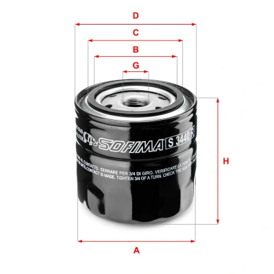 Afbeelding van SOFIMA S 3440 R Oliefilter M 20 X 1,5 Met een terugloopbeveiligingskleppen Opschroeffilter RENAULT: Super 5 Hatchback, 19 I MEGANE 1