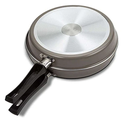 Afbeelding van NAVA Dubbele pan met handvat, diameter 25 cm, dubbelzijdige voor pannenkoeken, omeletten, vaatwasmachinebestendig, gas , elektrische, glaskeramische en halogeenfornuizen