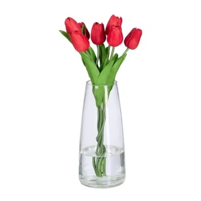 Afbeelding van Relaxdays vaas 21,5 x 10 cm glazen bloemenvaas eettafel modern doorzichtig