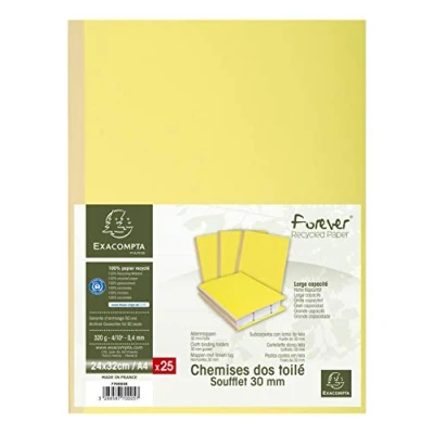Afbeelding van Exacompta Art. Nr. 770005E Forever® hardcase mappen, 320 g/m², rugbreedte 30 mm, blauwe engel gecertificeerd, afmetingen: 24 x 32 cm, voor A4 documenten, kleur: geel